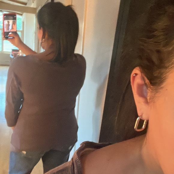 Forever 21 casual grey tunic sweater shirt, 3/4 sleeve with front pockets - Picture 4 of 4